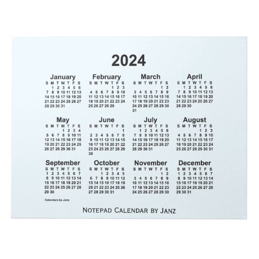 2024 Alice Blue Calendar van Janz Large Notepad Notitieblok (Voorkant)