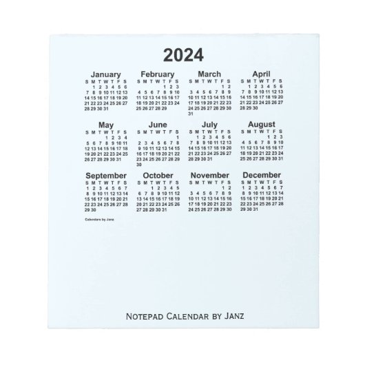 2024 Alice Blue Calendar van Janz Small Notepad Notitieblok (Voorkant)