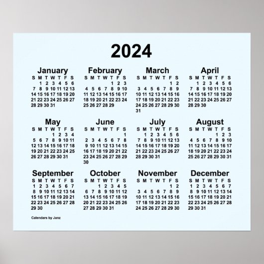 2024 Alice Blue Wandkalender van Janz Poster (Voorkant)