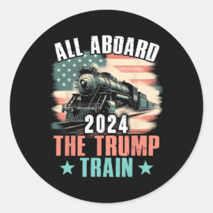 2024 Alle aan boord van de Trump Train 2024 Amerik Ronde Sticker