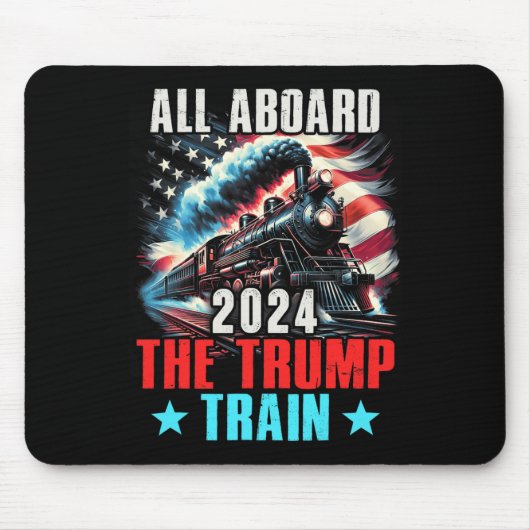 2024 Alle aan boord van de Trump Train Amerikaanse Muismat (Voorkant)