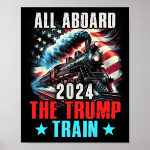2024 Alle aan boord van de Trump Train Amerikaanse Poster