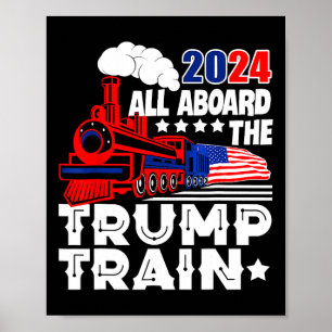 2024 allen aan boord van de Trump-trein VS Amerika Poster