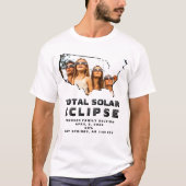 2024 Amerikaanse Total Solar Eclipse USA KAART Fot T-shirt (Voorkant)