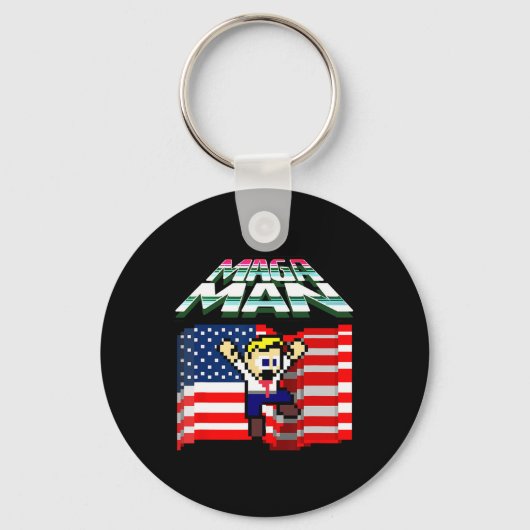 2024 Amerikaanse vlag Mega Man Funny Preside Sleutelhanger (Voorkant)