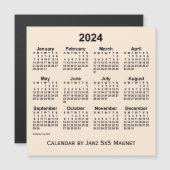 2024 Antiek witte kalender van Janz 5x5 Magnet (Voorkant / Achterkant)