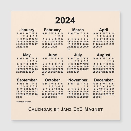 2024 Antiek witte kalender van Janz 5x5 Magnet (Voorkant)
