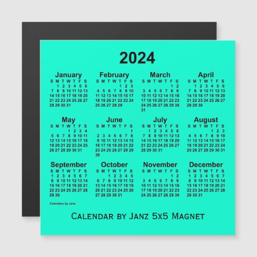 2024 Aquamarine Agenda van Janz 5x5 Magnet (Voorkant / Achterkant)
