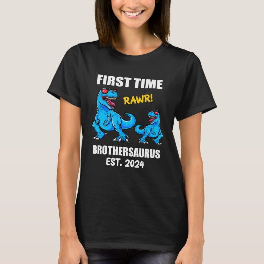2024 Baby Announcement Dinosaur  First Time Brothe T-shirt (Voorkant)