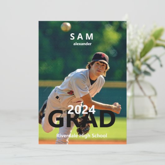 2024 Baseball Foto Afstuderen Aankondiging (Staand voorkant)