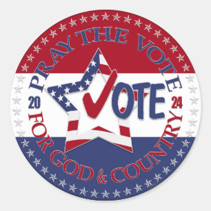 2024 Bid de stem voor God en land stemster Ronde Sticker