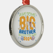 2024 Big Brother Wachten op Baby Metalen Ornament (Rechts)