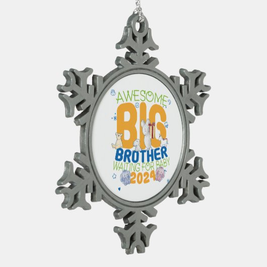 2024 Big Brother Wachten op Baby Tin Sneeuwvlok Ornament (Links)