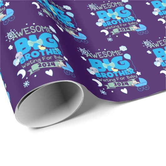 2024 Big Brother Wachten op Nieuwe Baby Cadeaupapier (Rol Hoek)