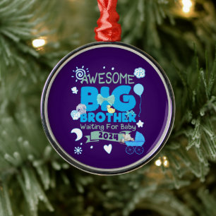 2024 Big Brother Wachten op Nieuwe Baby Metalen Ornament