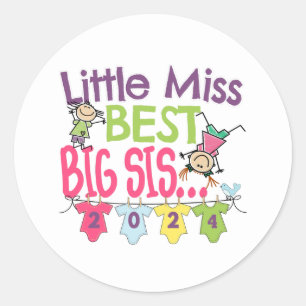 2024 Big Sister - Little Miss Best Big Sis Classic Ronde Sticker