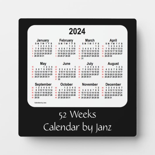 2024 Black 52 Weeks agenda van Janz Fotoplaat (Voorkant)