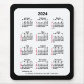 2024 Black 52 weken ISO-kalender van Janz Two Tone Muismat (Voorkant)