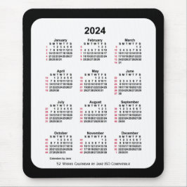 2024 Black 52 weken ISO-kalender van Janz Two Tone Muismat