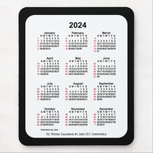 2024 Black 52 weken ISO-kalender van Janz Two Tone Muismat
