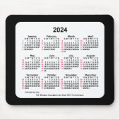 2024 Black 52 weken ISO-kalender van Janz Two Tone Muismat (Voorkant)