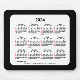 2024 Black 52 weken ISO-kalender van Janz Two Tone Muismat