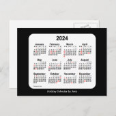 2024 Black Holiday Mini Calendar van Janz Feestdagenkaart (Voorkant / Achterkant)