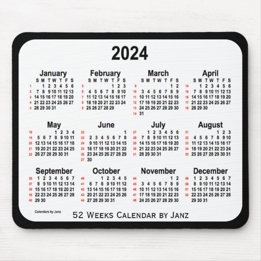2024 Black Two Tone 52 Weeks Agenda van Janz Muismat (Voorkant)
