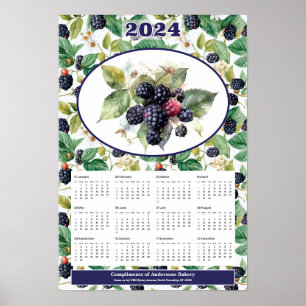 2024 Blackberry aangepaste kalender Poster