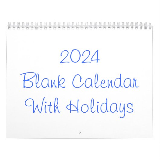 2024 blanco kalender met Feestdagen (Hoes)