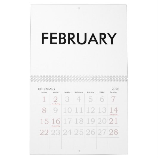 2024 blanco kalender met Feestdagen grote aantalle (Feb 2026)