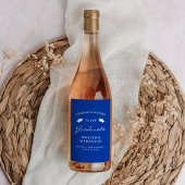 2024 Blauw Wit Script Pet Afstuderen Wijn Etiket