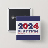 2024 Blauwe Verkiezingen Vierkante Button 5,1 Cm (Voorkant /achterkant)