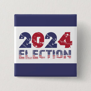 2024 Blauwe Verkiezingen Vierkante Button 5,1 Cm