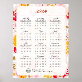 2024 Bloemenbedrijf Logo Maandelijkse kalender Poster