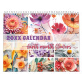 2024 Bloemenkalender Geboorte Maand Bloemen Papier Kalender (Hoes)