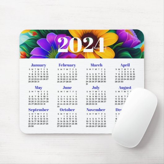 2024 Bloemenkalender Muismat (Met muis)