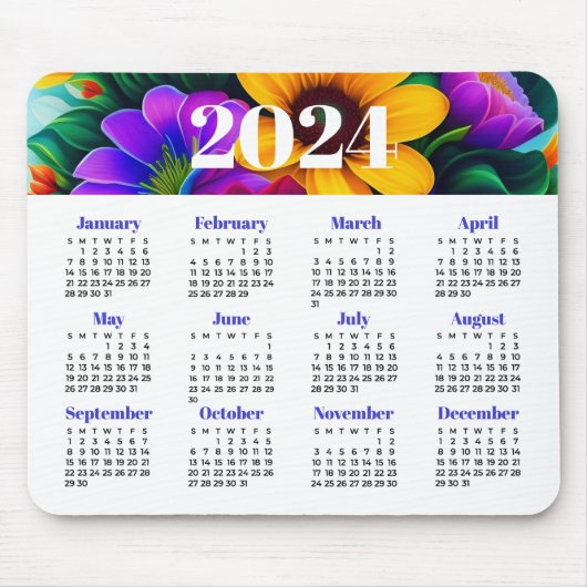 2024 Bloemenkalender Muismat (Voorkant)