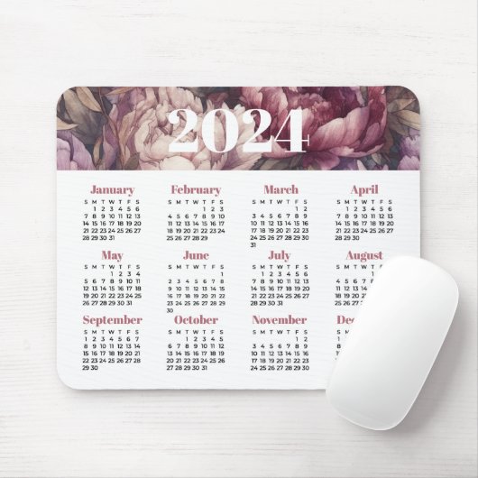 2024 Bloemenkalender Muismat (Met muis)