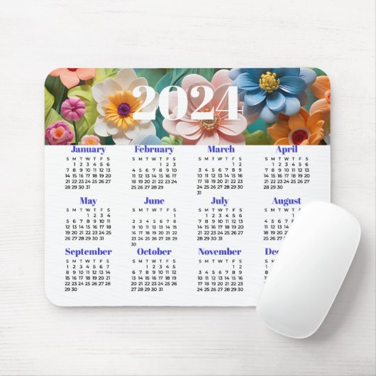 2024 Bloemenkalender Muismat (Met muis)
