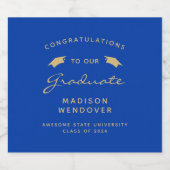 2024 Blue Gold Script Pet Afstuderen Bier Etiket (Enkel label)