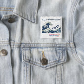 2024 Blue Wave aanpasbare campagneknop Vierkante Button 5,1 Cm (In situ)