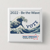 2024 Blue Wave aanpasbare campagneknop Vierkante Button 5,1 Cm (Voorkant)