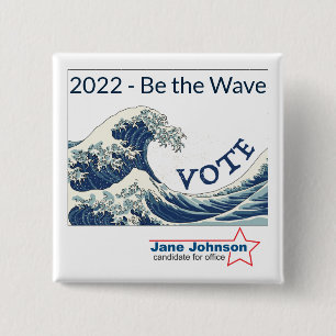 2024 Blue Wave aanpasbare campagneknop Vierkante Button 5,1 Cm