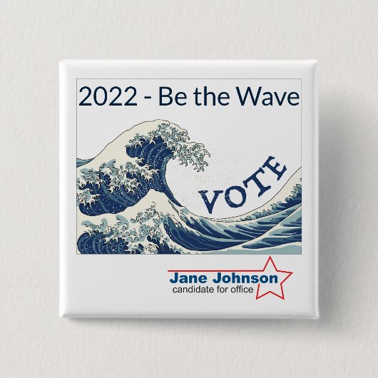 2024 Blue Wave aanpasbare campagneknop Vierkante Button 5,1 Cm (Voorkant)