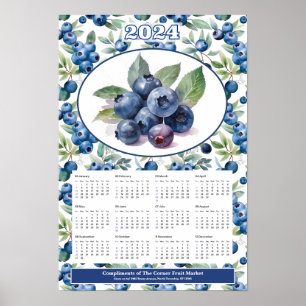 2024 Blueberries aangepaste kalender Poster