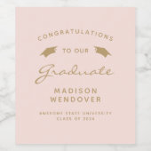 2024 Blush Gold Script Pet Afstuderen Wijn Etiket (Enkel label)