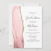 2024 Blush Pink Gold Agaat Foto Afstuderen Kaart (Voorkant)
