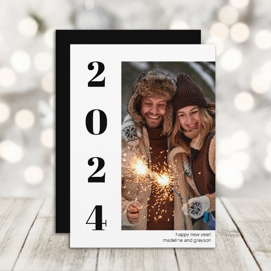 2024 Bold Gelukkig Nieuwjaar Foto Feestdagenkaart