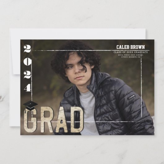 2024 Border Afstudeerder Afstuderen Foto Aankondig Kaart (Voorkant)